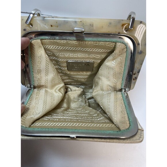 Prada Satin Mini Frame Gold Hand Bag (Repaired/Reconstructed) - Picture 9 of 12
